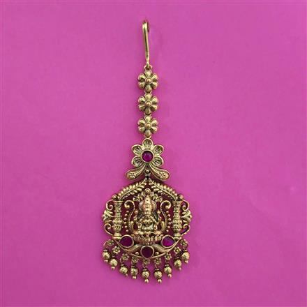 Antique Temple Tikka with Matte Gold Plating