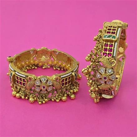 Antique Pearl Bangles with Matte Gold Plating