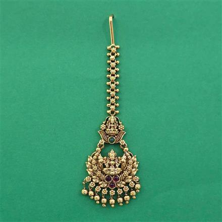 Antique Temple Tikka with Matte Gold Plating