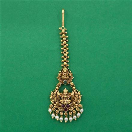 Antique Temple Tikka with Matte Gold Plating