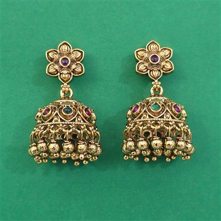 Antique Jhumki with Matte Gold Plating