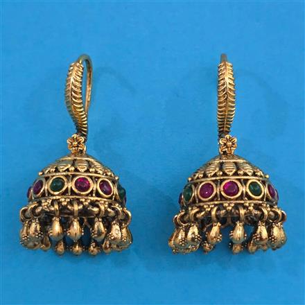 Antique Jhumki with Matte Gold Plating
