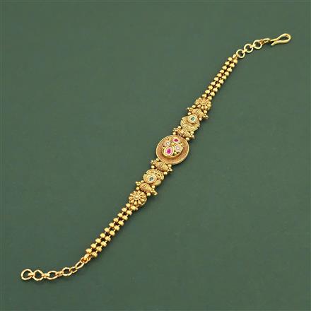 Antique Adjustable Bracelet with Matte Gold Plating