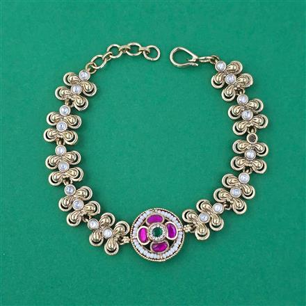 Antique Adjustable Bracelet with Matte Gold Plating