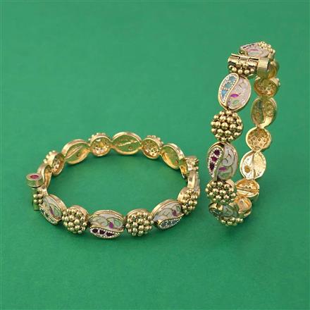 Antique 2 Pc Openable Bangles with Matte Gold Plating