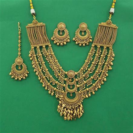 Antique Layered Necklace with Matte Gold Plating