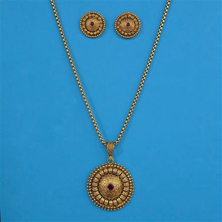Antique Classic Pendant Set with Matte Gold Plating