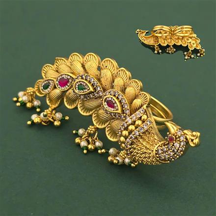 Antique Birds Ring with Rajwadi Matte Plating