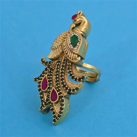 Antique Birds Ring with Rajwadi Matte Plating