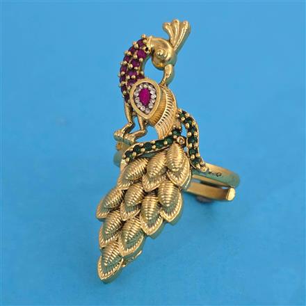 Antique Birds Ring with Rajwadi Matte Plating