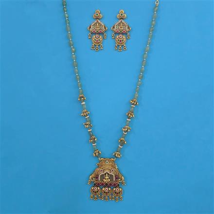 Antique Temple Pendant Set with Rajwadi Matte Plating