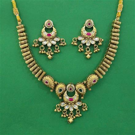 Antique Pearl Necklace with Matte Gold Plating