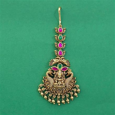 Antique Temple Tikka with Matte Gold Plating