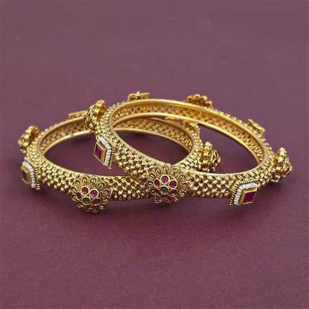Antique Pearl Bangles with Matte Gold Plating