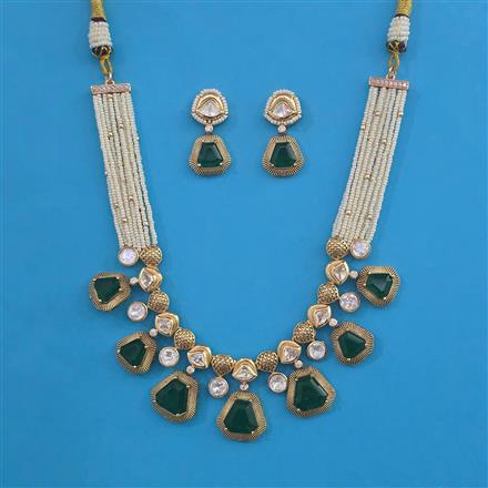 Antique Pearl Necklace with Matte Gold Plating
