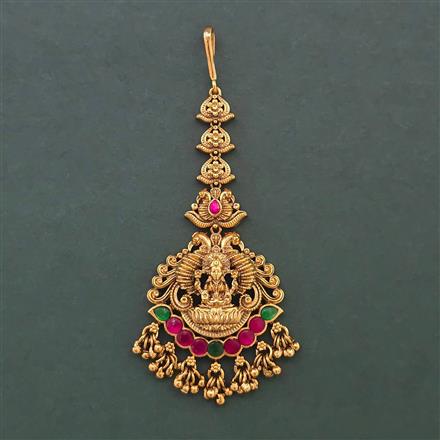 Antique Temple Tikka with Matte Gold Plating