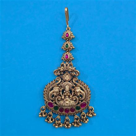 Antique Temple Tikka with Matte Gold Plating