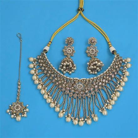 Antique Mukut Necklace with Mehndi Plating