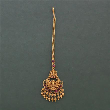 Antique Temple Tikka with Matte Gold Plating