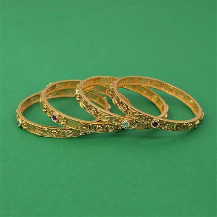 Antique 4 Pc Classic Bangles with Matte Gold Plating