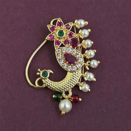 Antique Pearl Nose Ring with Gold Plating