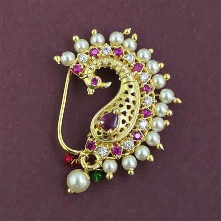 Antique Pearl Nose Ring with Gold Plating