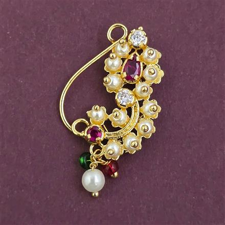 Antique Pearl Nose Ring with Gold Plating