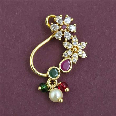 Antique Pearl Nose Ring with Gold Plating
