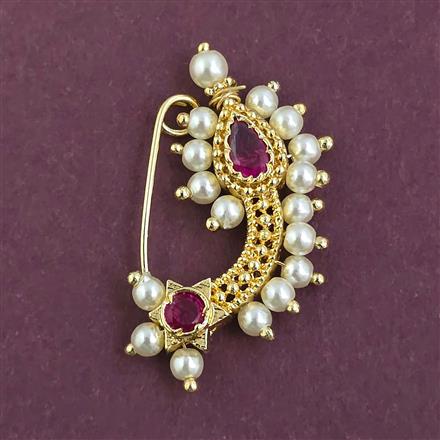 Antique Pearl Nose Ring with Gold Plating