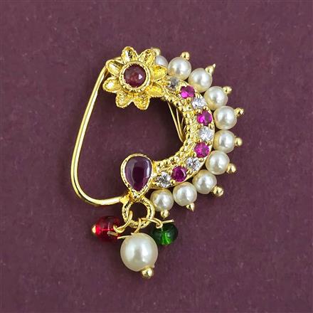 Antique Pearl Nose Ring with Gold Plating