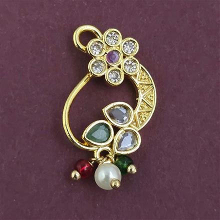 Antique Pearl Nose Ring with Gold Plating