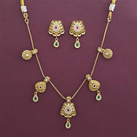 Antique Pearl Necklace With Matte Gold Plating