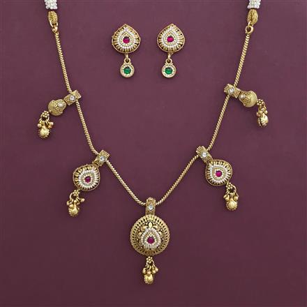 Antique Pearl Necklace With Matte Gold Plating