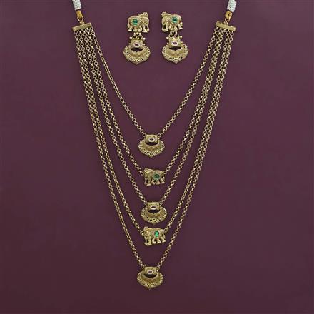 Antique Layered Necklace with Matte Gold Plating