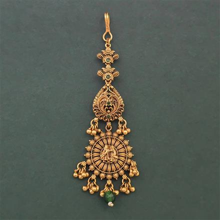 Antique Temple Tikka with Matte Gold Plating