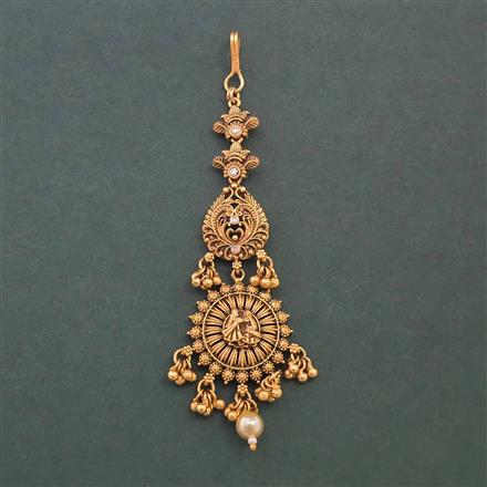 Antique Temple Tikka with Matte Gold Plating