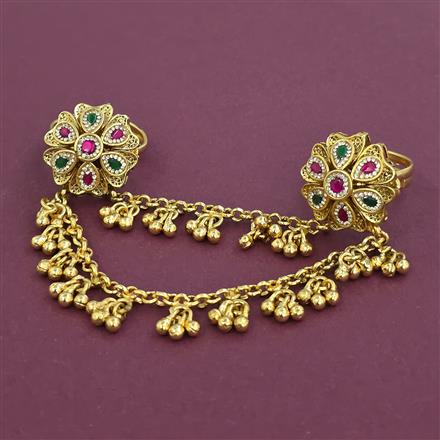 Antique Adjustable Ring with Matte Gold Plating