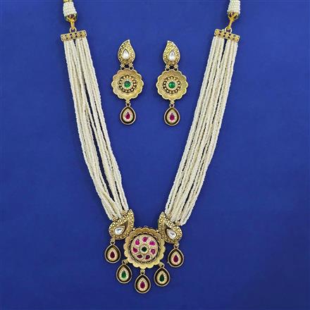 Antique Pearl Necklace with Matte Gold Plating