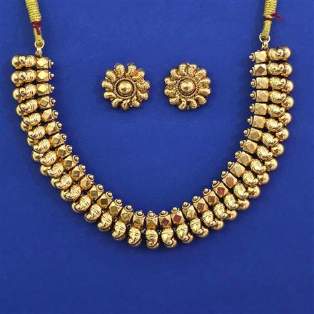 Antique Plain Gold Necklace with Matte Gold Plating