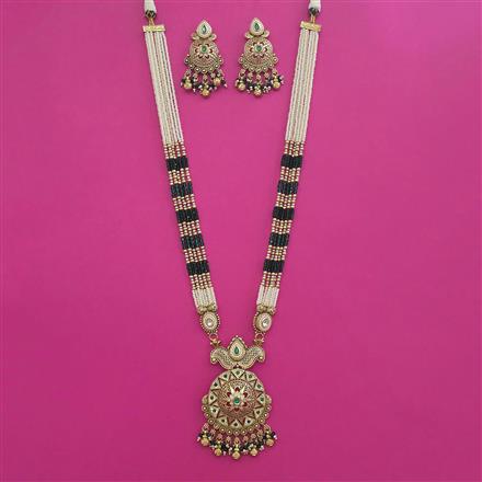 Antique Long Pendant Set with Gold Plating