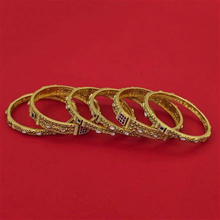 Antique 6 Pc Classic Bangles with Matte Gold Plating