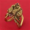 Antique Birds Ring with Matte Gold Plating