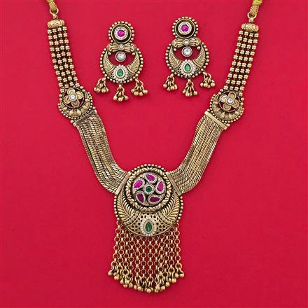 Antique Pearl Necklace with Matte Gold Plating