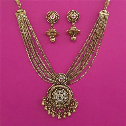 Antique Pearl Necklace with Matte Gold Plating