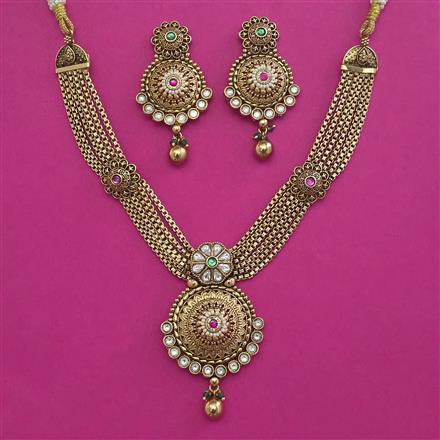 Antique Pearl Necklace with Matte Gold Plating