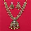 Antique Pearl Necklace with Matte Gold Plating