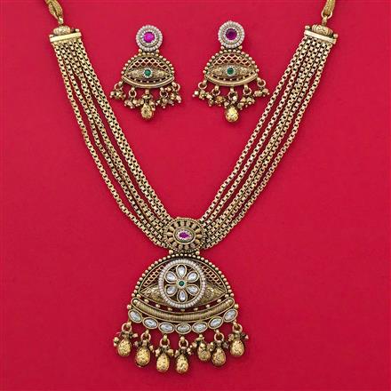 Antique Pearl Necklace with Matte Gold Plating