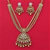 Antique Pearl Necklace with Matte Gold Plating