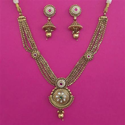 Antique Pearl Necklace with Matte Gold Plating