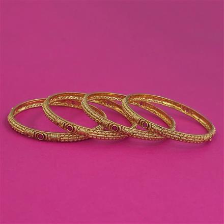 Antique 4 Pc Classic Bangles with Matte Gold Plating
